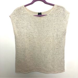 SOLD Eileen Fisher Cap Sleeve Sweater Cotton Off-White Large